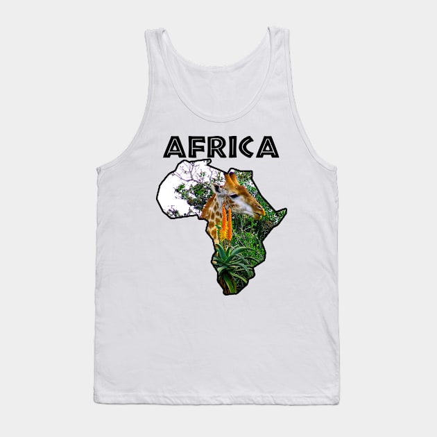 African Wildlife Continent Giraffe Aloe Tank Top by PathblazerStudios